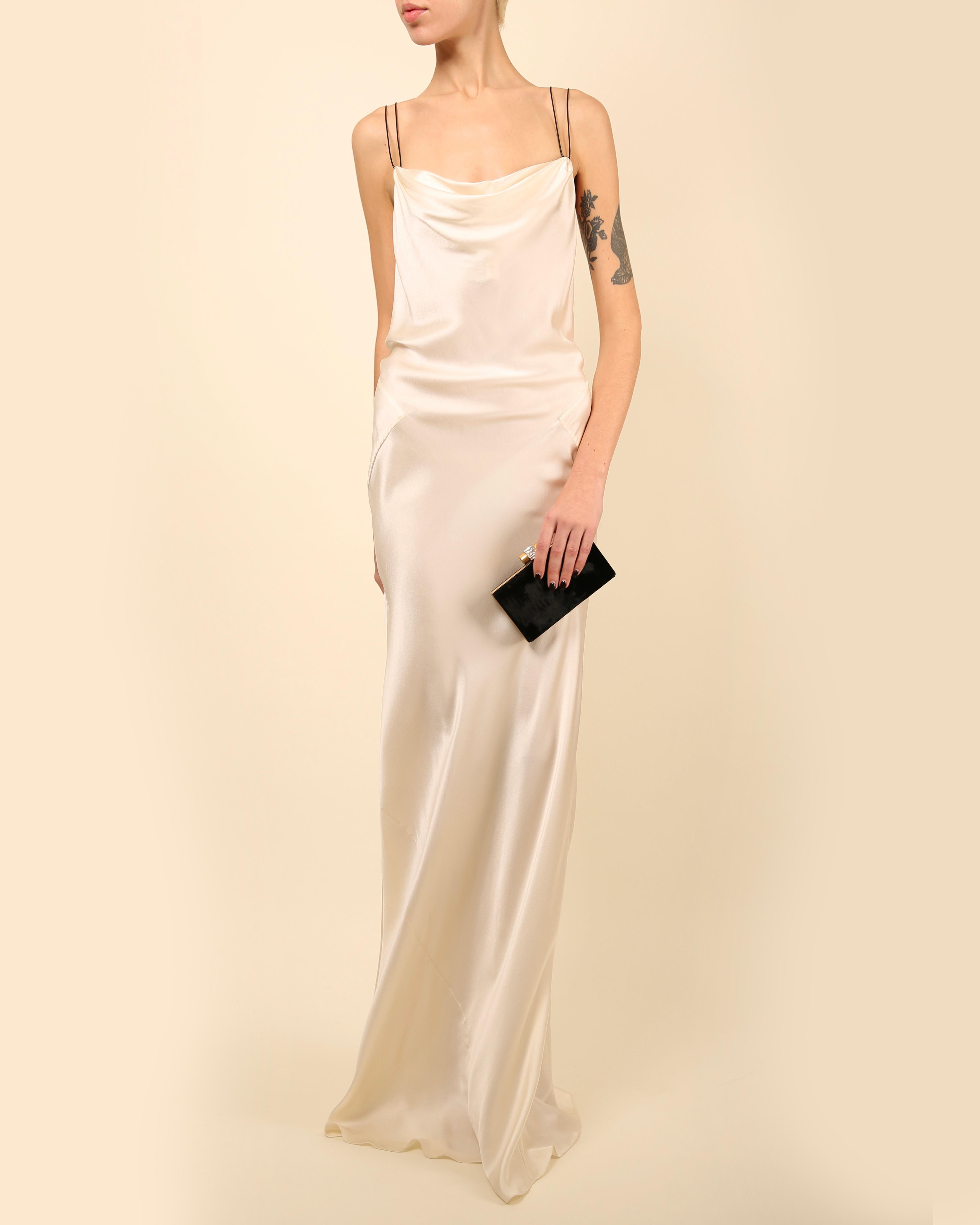 Jason Wu Ivory black leather strap backless silk maxi slip dress wedding gown For Sale 8