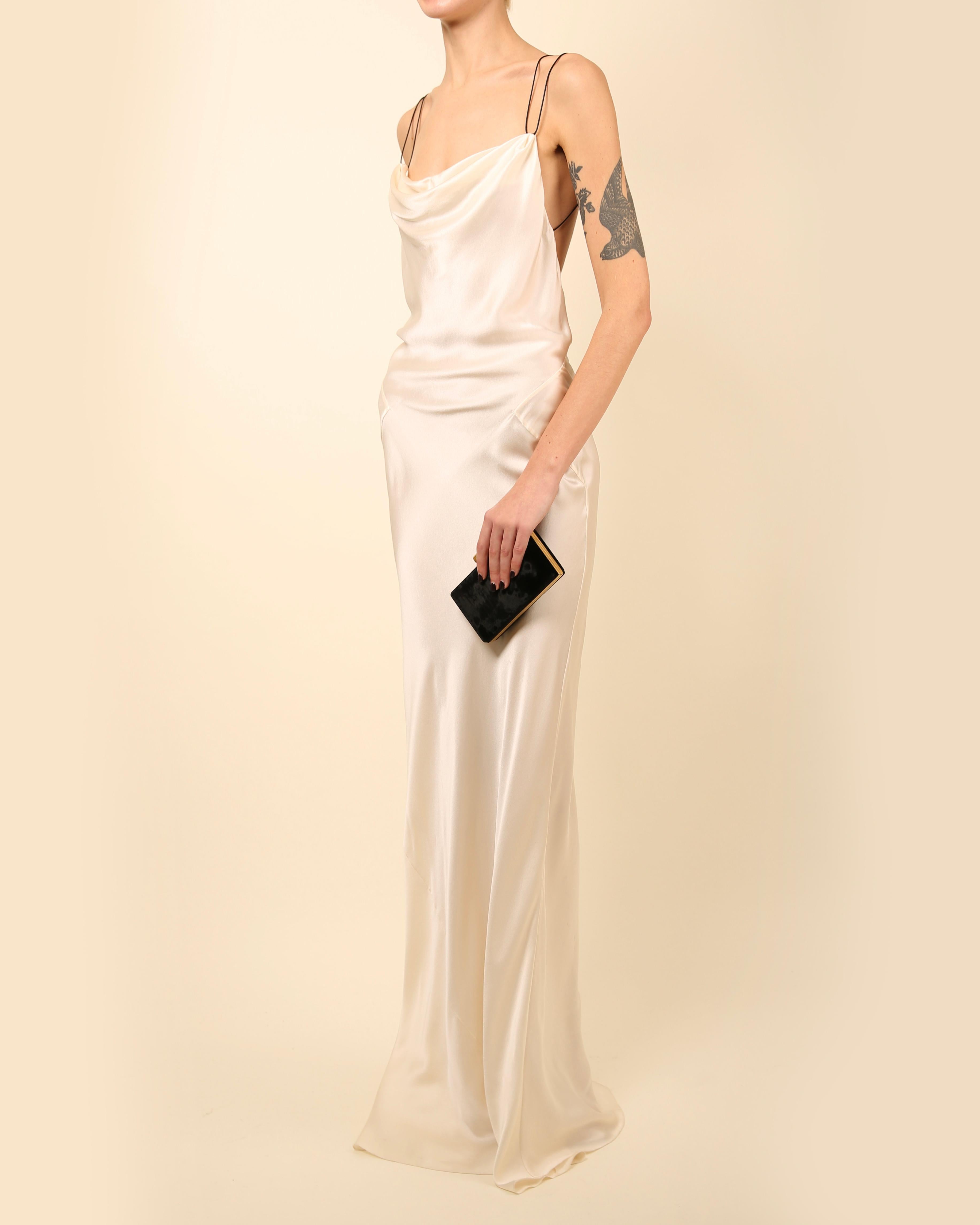 Jason Wu Ivory black leather strap backless silk maxi slip dress wedding gown For Sale 9