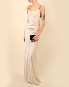 Jason Wu Ivory black leather strap backless silk maxi slip dress wedding gown