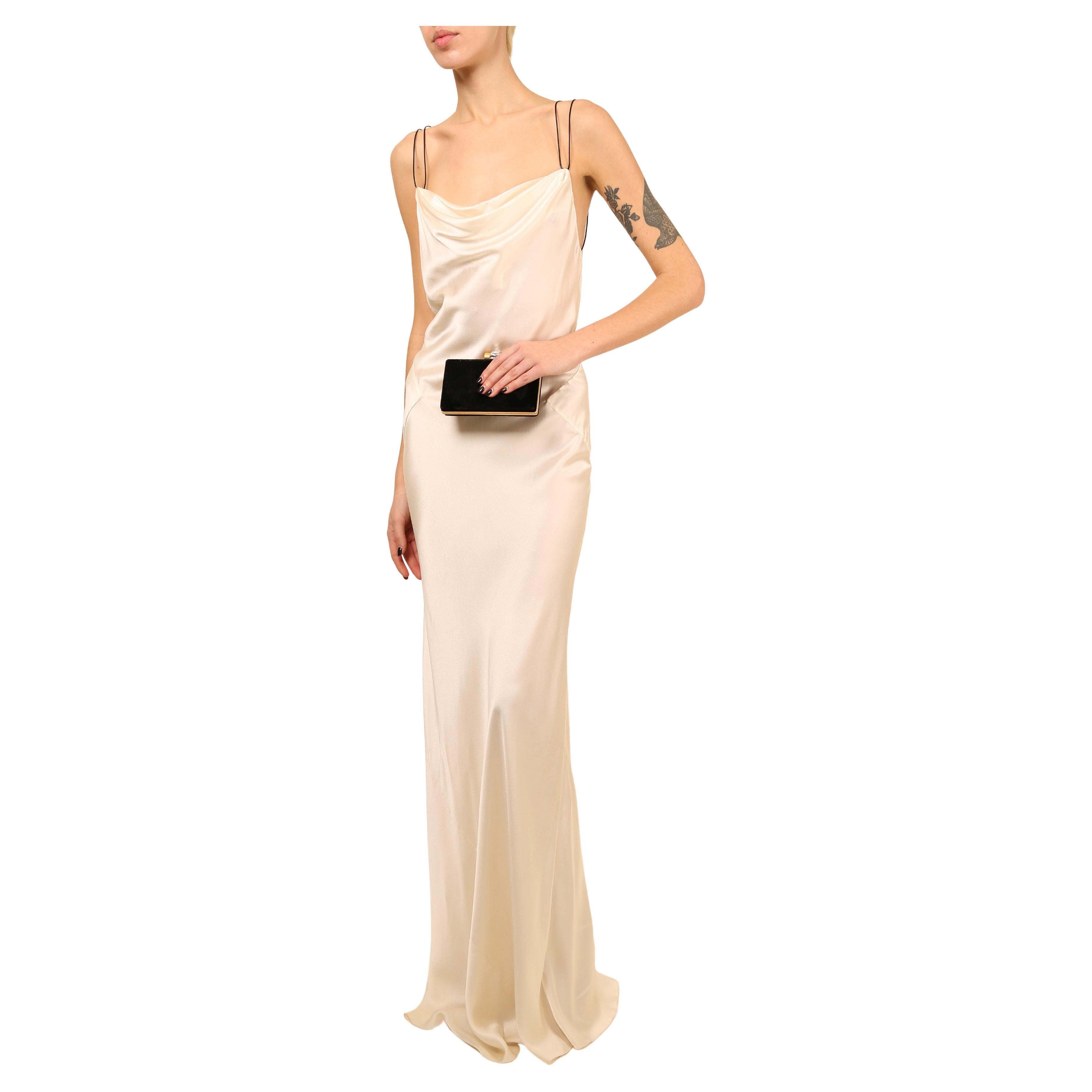 Jason Wu Ivory black leather strap backless silk maxi slip dress wedding  gown For Sale at 1stDibs