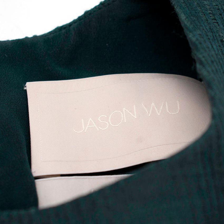 Jason Wu Jacquard Green Wool & Silk Shift Dress - Size Estimated S In Excellent Condition For Sale In London, GB