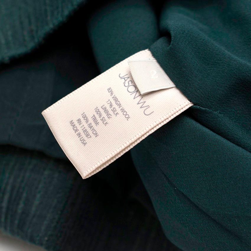 Jason Wu Jacquard Green Wool & Silk Shift Dress - Size Estimated S For Sale 1