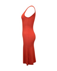 Jason Wu Knitted Sleeveless Maxi Dress in Coral Viscose