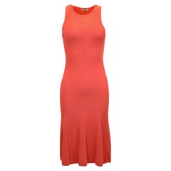 Jason Wu Knitted Sleeveless Maxi Dress in Coral Viscose