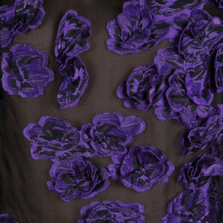 Jason Wu Womens Purple Slitted Floral Long Sleeve V Neck Blouse main image 1