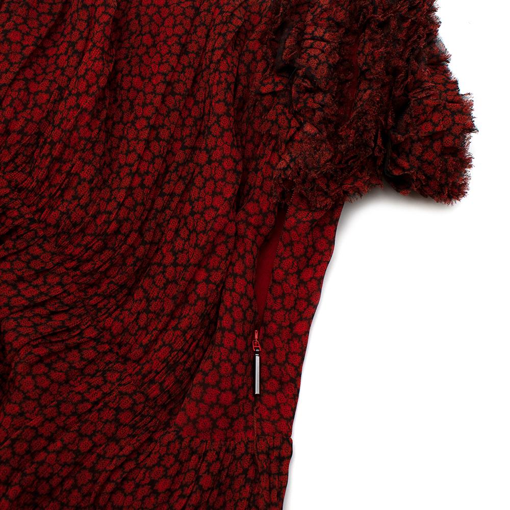 Women's or Men's Jason Wu Red & Black Ruffled Printed Mini Dress 4 For Sale