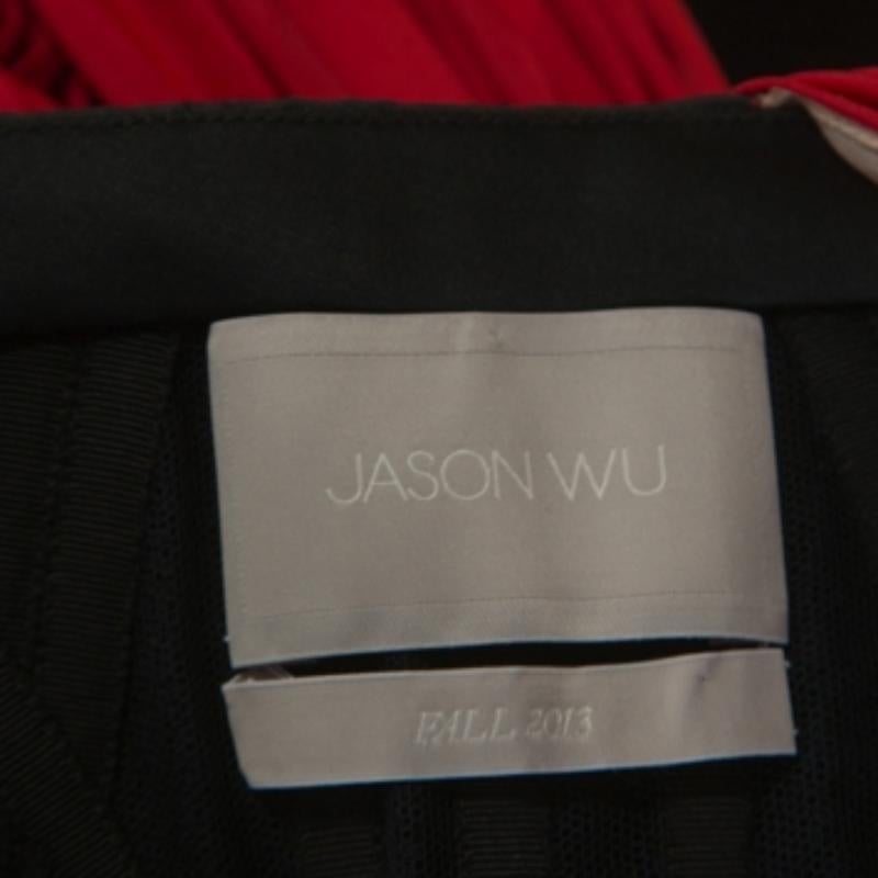 Rosso Jason Wu - Vestito monospalla plissettato in crepe rosso L in vendita