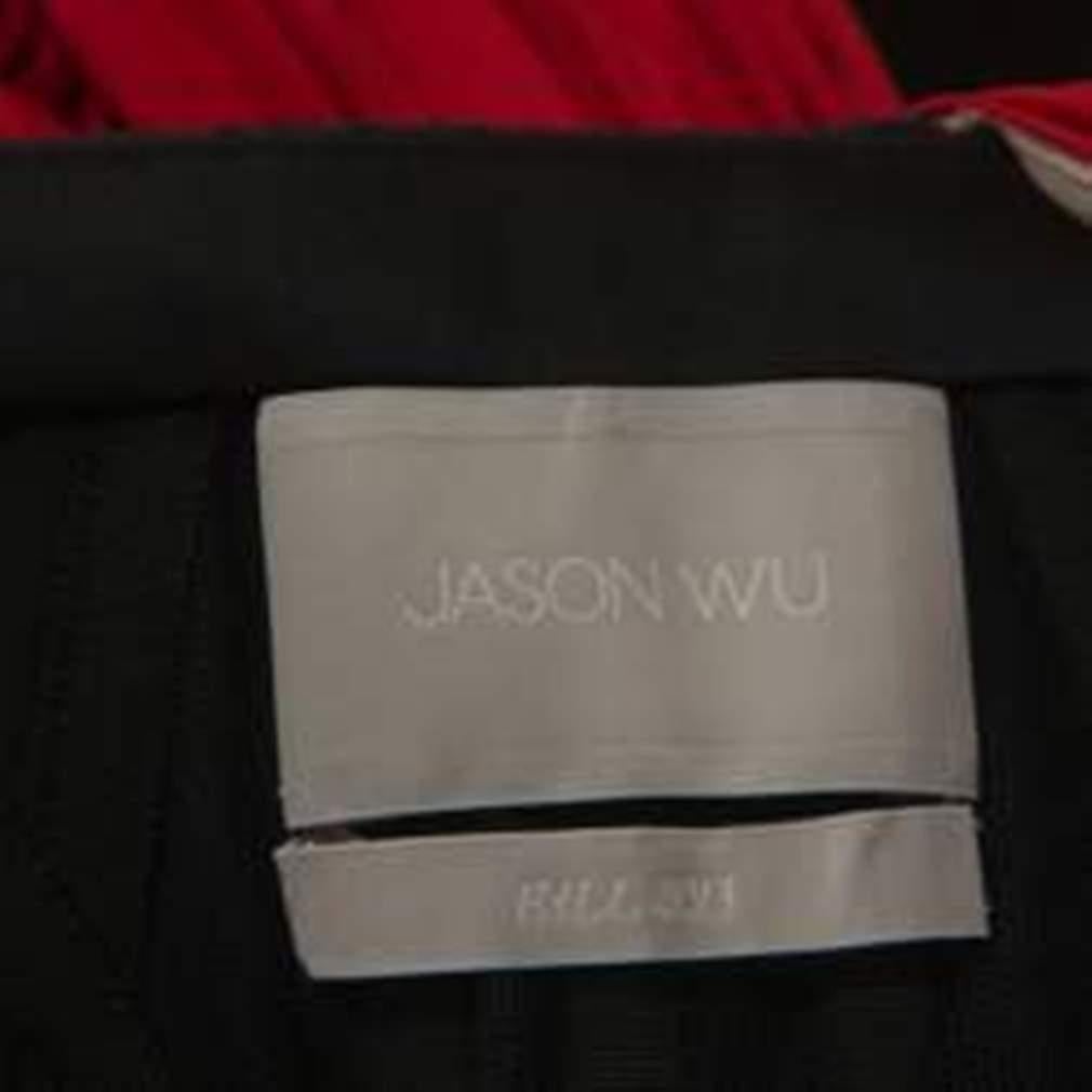 Jason Wu Red Crepe Pleated One Shoulder Dress L In Excellent Condition For Sale In Dubai, Al Qouz 2