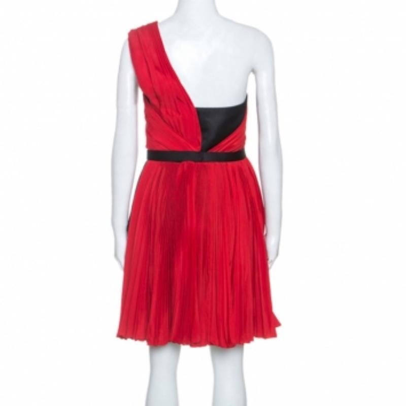 Jason Wu - Vestito monospalla plissettato in crepe rosso L in vendita 1