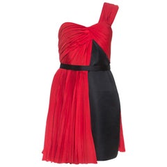 Jason Wu Rotes plissiertes One-Shoulder-Kleid aus Krepp L