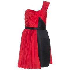 Jason Wu Red Crepe Pleated One Shoulder Dress L