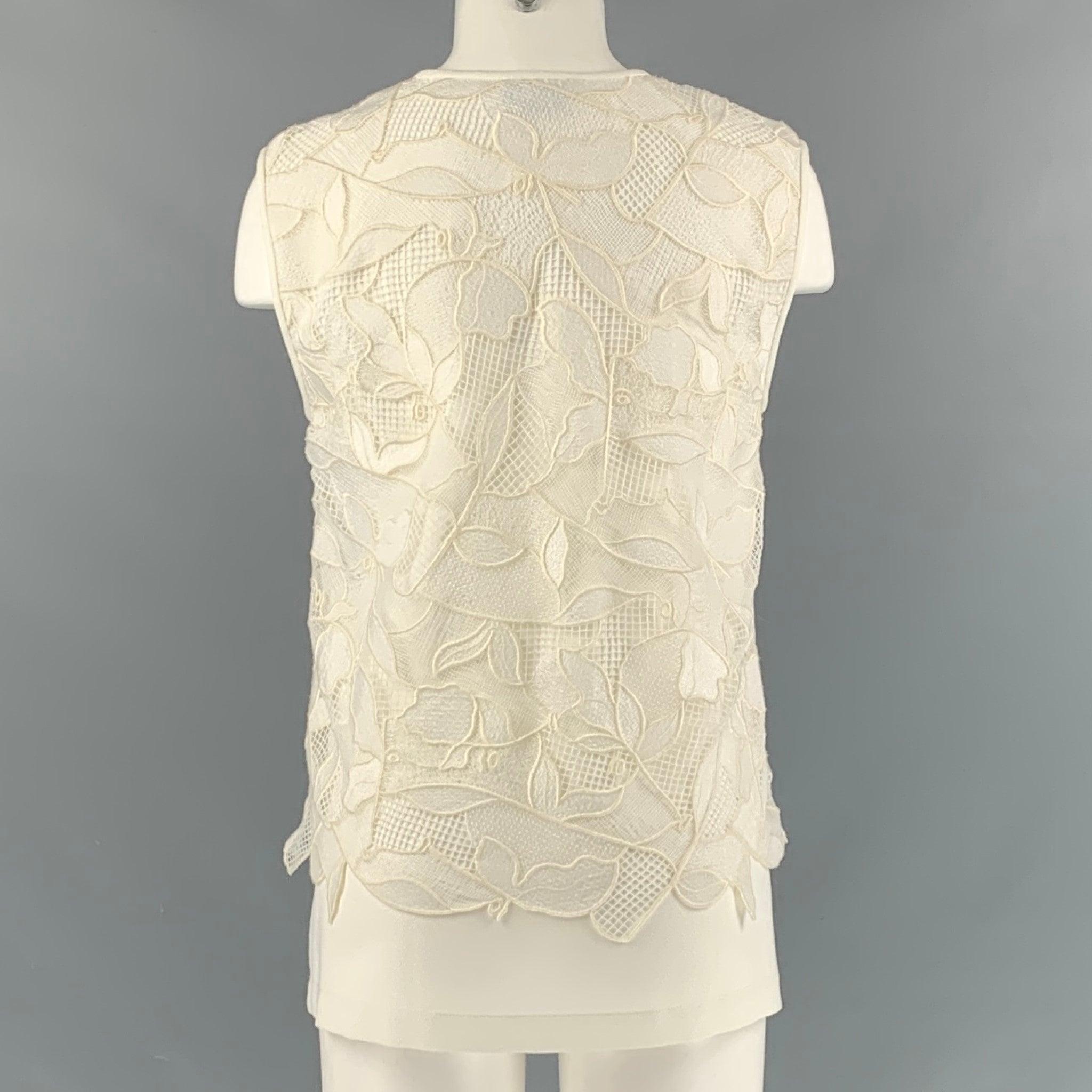JASON WU Size 4 White Polyester Blouse In Excellent Condition In San Francisco, CA
