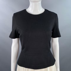 Jason Wu taglia 6 Vestito da cocktail a manica corta con peplo plissettato, color block nero e bianco