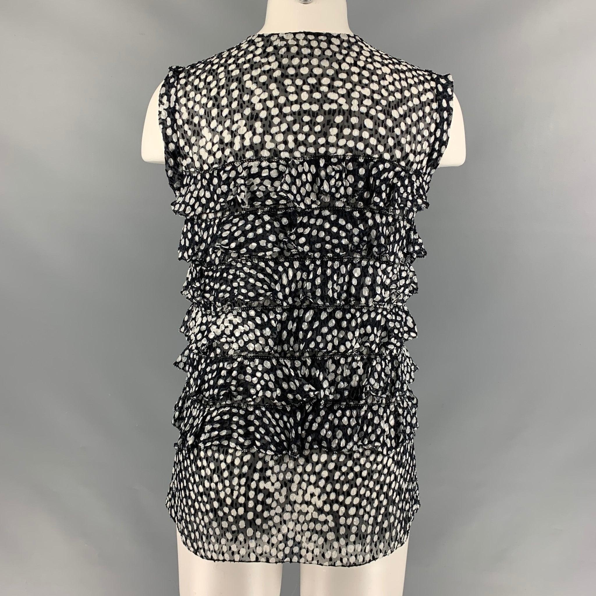 JASON WU Size 6 Black & White Viscose & Silk Dots Blouse In Excellent Condition For Sale In San Francisco, CA