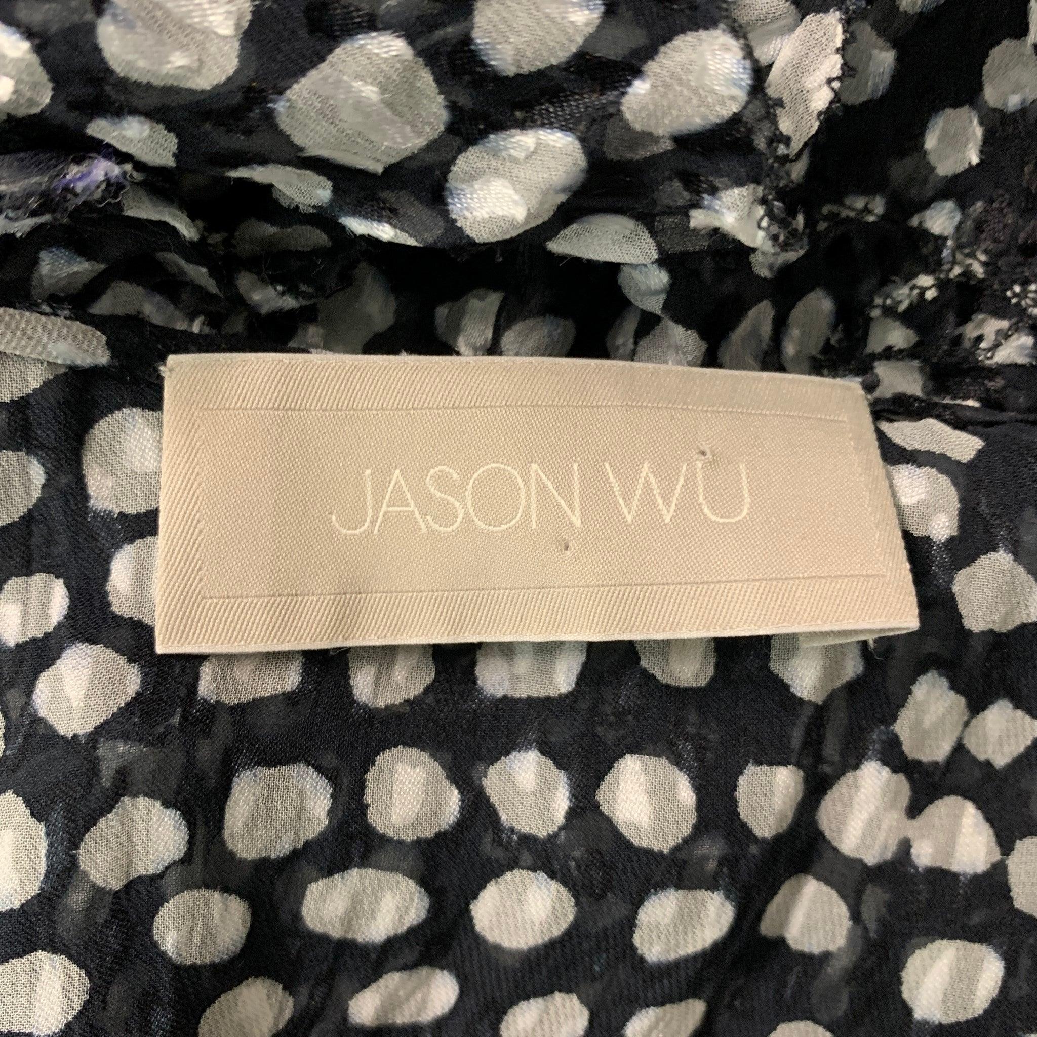 Women's JASON WU Size 6 Black & White Viscose & Silk Dots Blouse For Sale