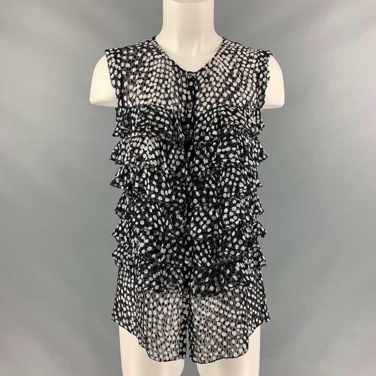 JASON WU Size 6 Black and White Viscose and Silk Dots Blouse For Sale ...