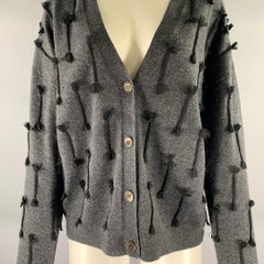 JASON WU Cardigan con nappe in lana grigia e nera taglia M