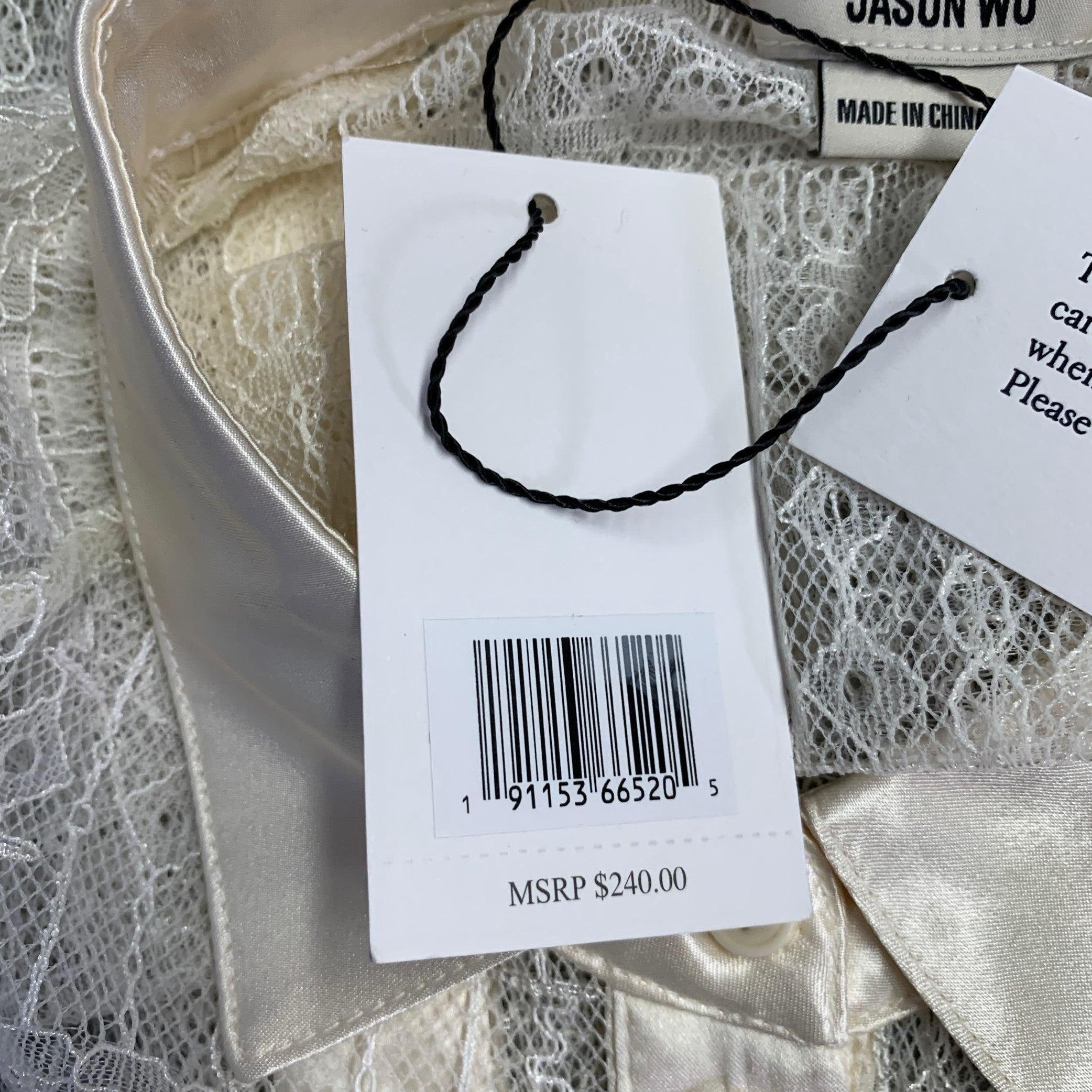 JASON WU Size S Beige Polyester Lace Raglan Sleeve Button Up Shirt For Sale 4