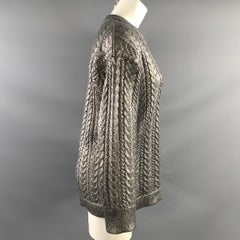 JASON WU Maglione da donna taglia S, grigio, in misto poliestere, effetto metallizzato, con collo rotondo