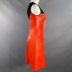 JASON WU Taille XS Rouge Noir Cuir Color Block Mini robe de cocktail sans manches