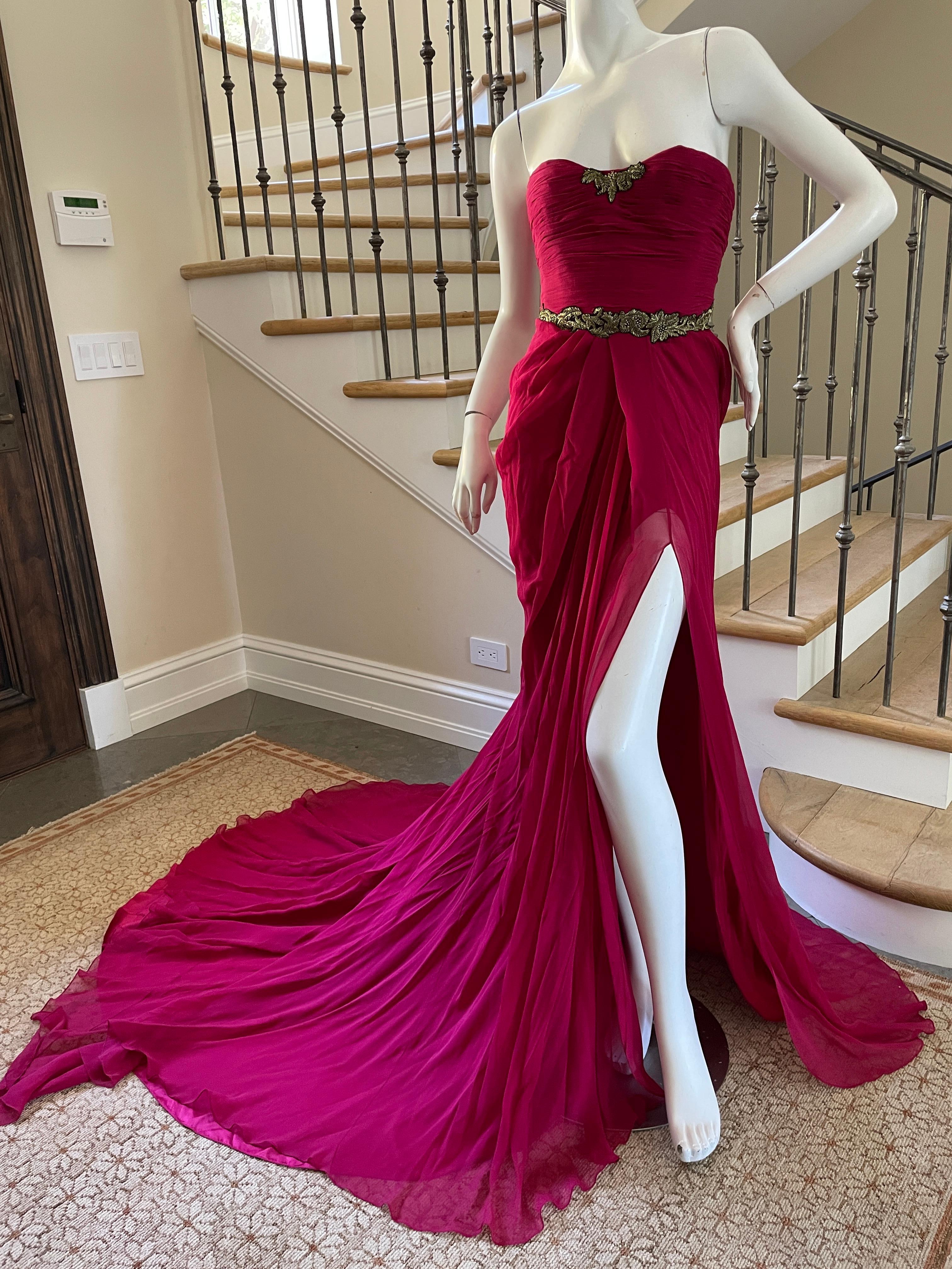 Jason Wu Spring 2011 Dramatic Strapless Red Evening Dress with Train In Excellent Condition For Sale In Cloverdale, CA