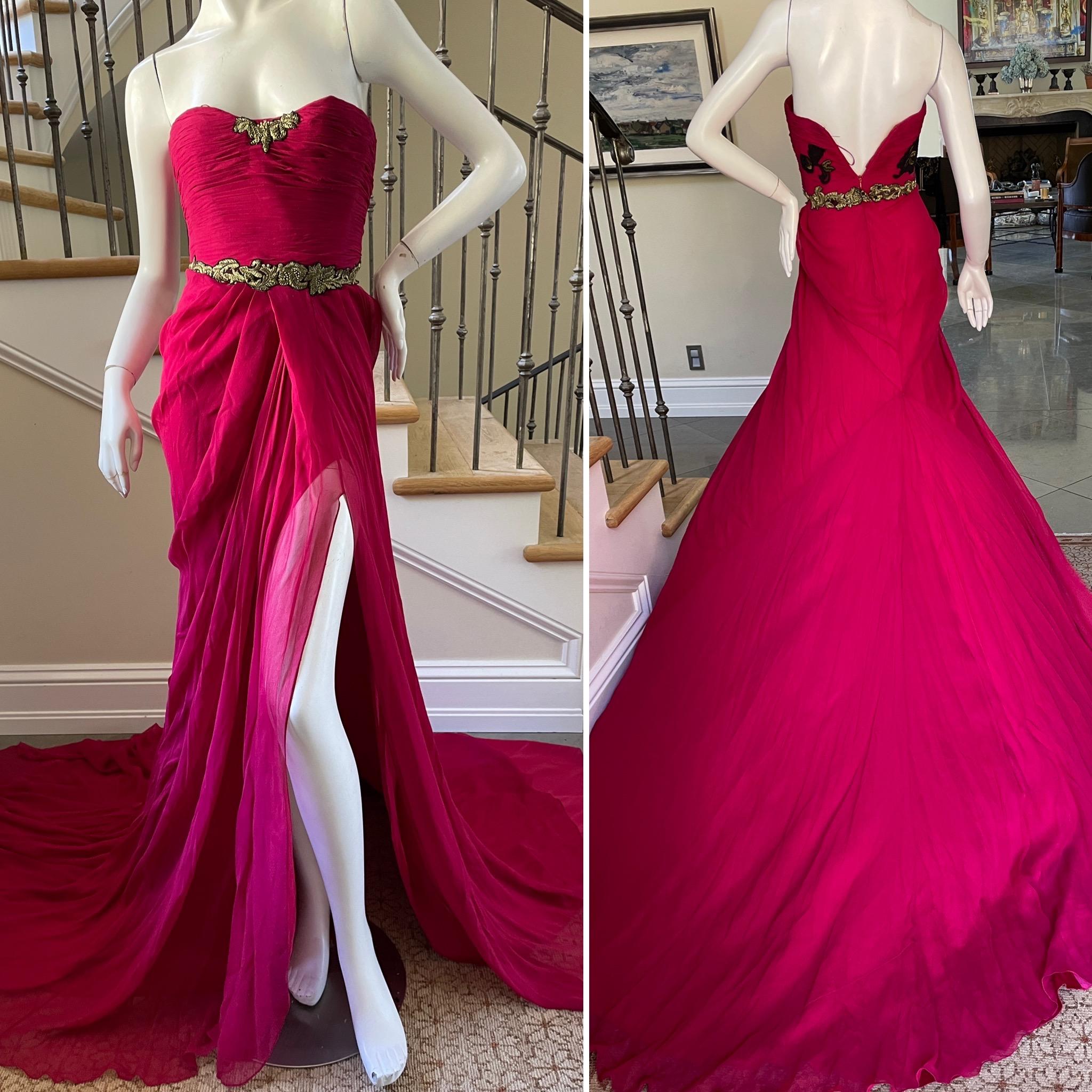 Jason Wu Spring 2011 Dramatic Strapless Red Evening Dress with Train For Sale 3