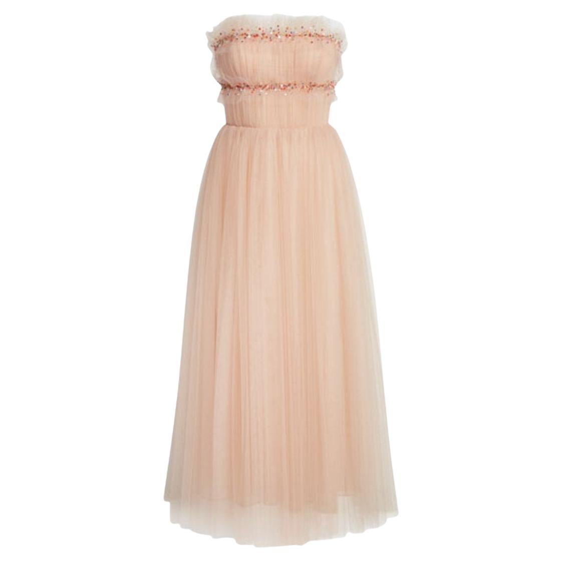 Jason Wu Strapless Ruched Tulle Midi Cocktail Dress US 4 For Sale