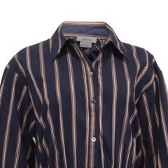 Jason Wu Striped Long Dress in Navy Blue Cotton