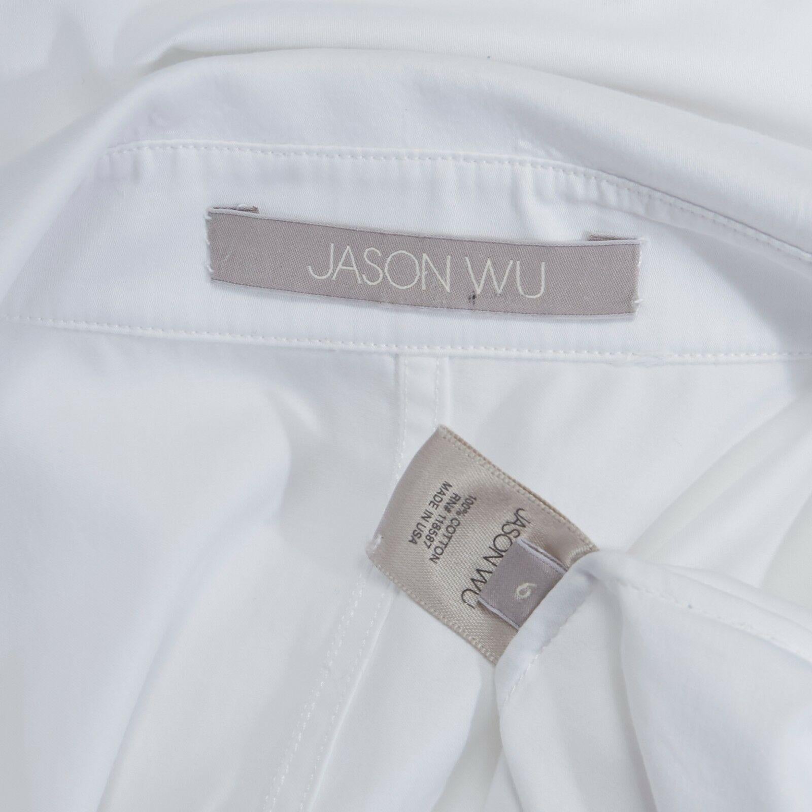 JASON WU white cotton rounded shoulder short sleeve single pocket shirt top US6 2