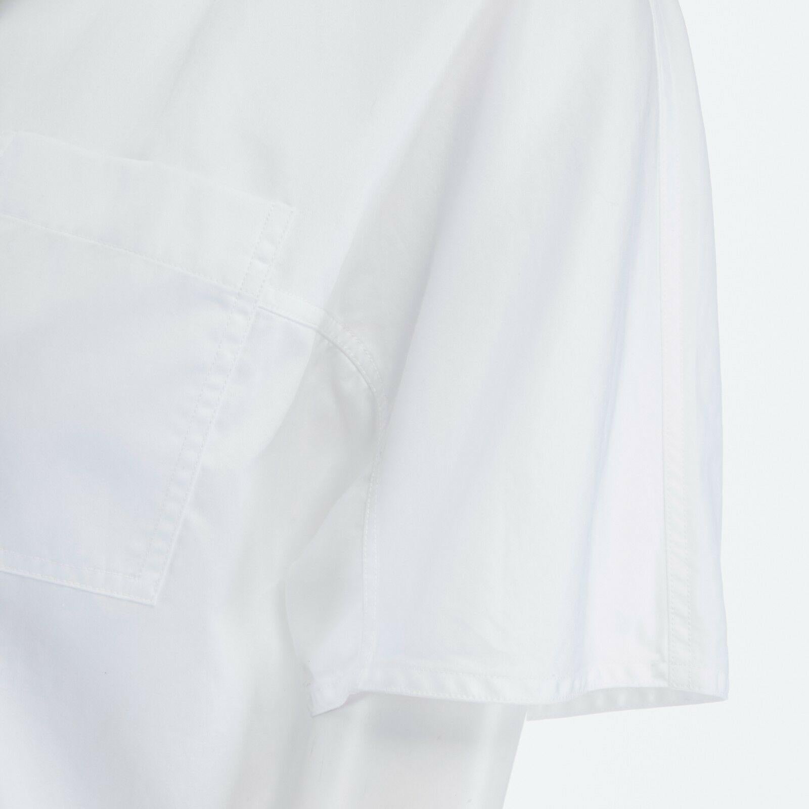 Women's JASON WU white cotton rounded shoulder short sleeve single pocket shirt top US6