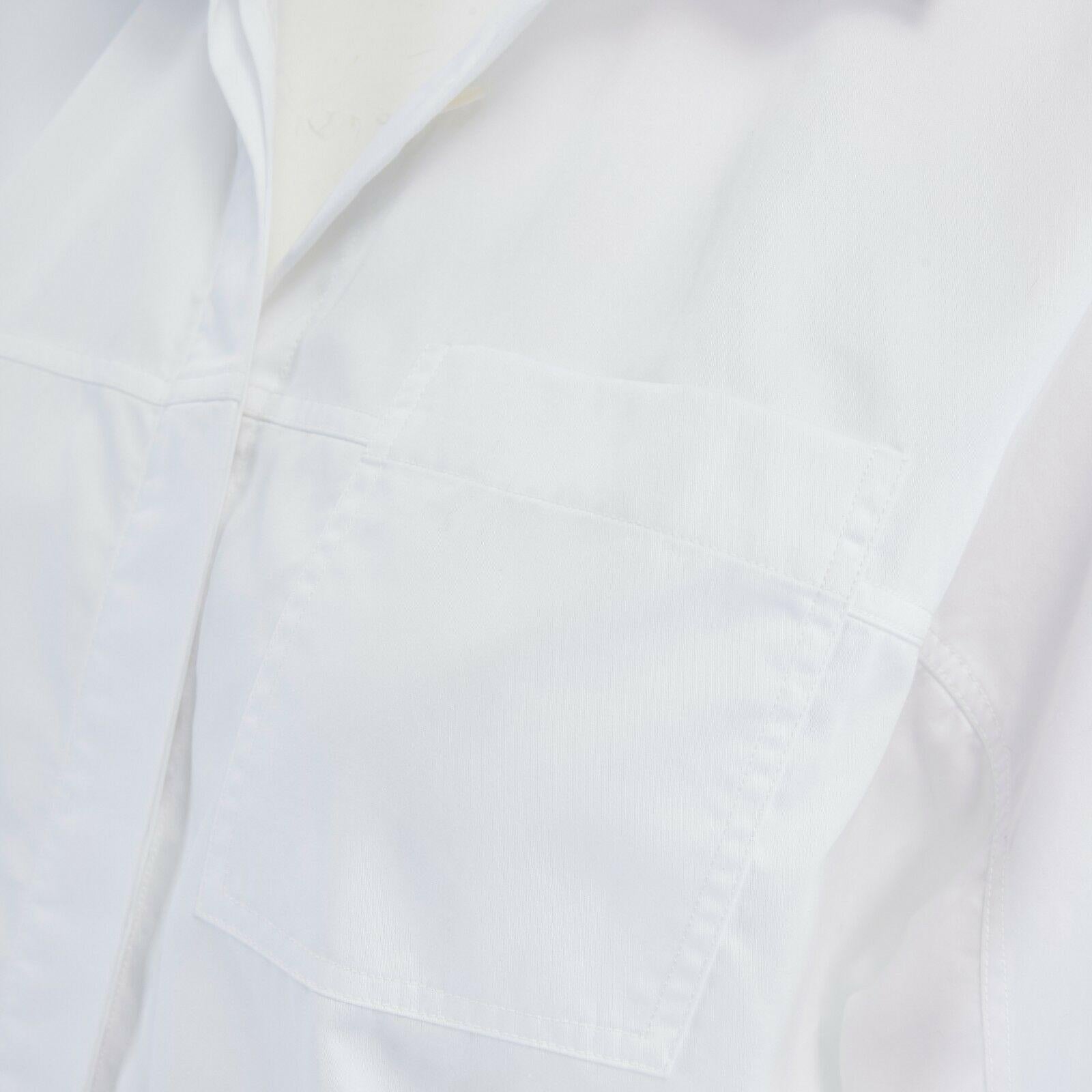 JASON WU white cotton rounded shoulder short sleeve single pocket shirt top US6 1