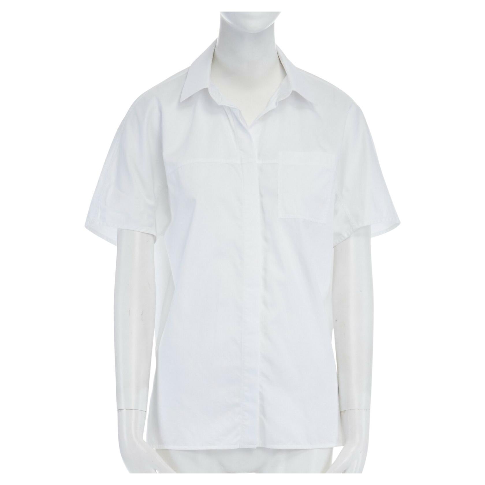 JASON WU white cotton rounded shoulder short sleeve single pocket shirt top  US6 For Sale at 1stDibs