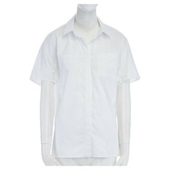 JASON WU white cotton rounded shoulder short sleeve single pocket shirt top US6