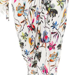 JASON WU - Robe drapée en viscose blanche à imprimé floral tropical, taille M