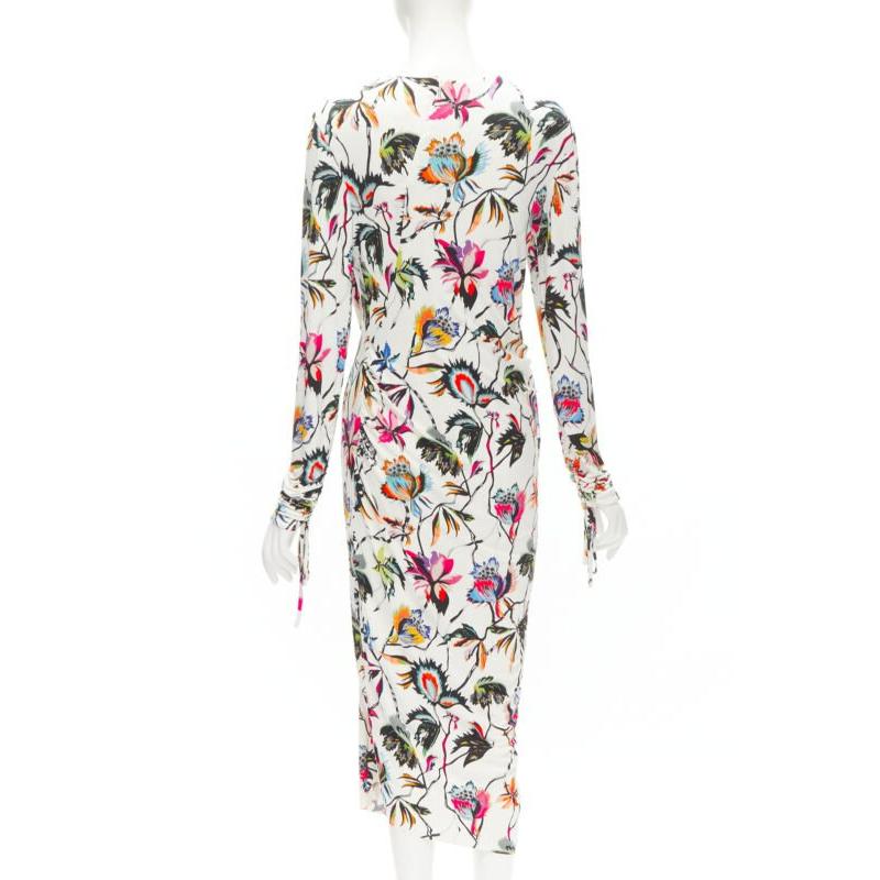 JASON WU white tropical floral print twist draped viscose dress M Pour femmes en vente