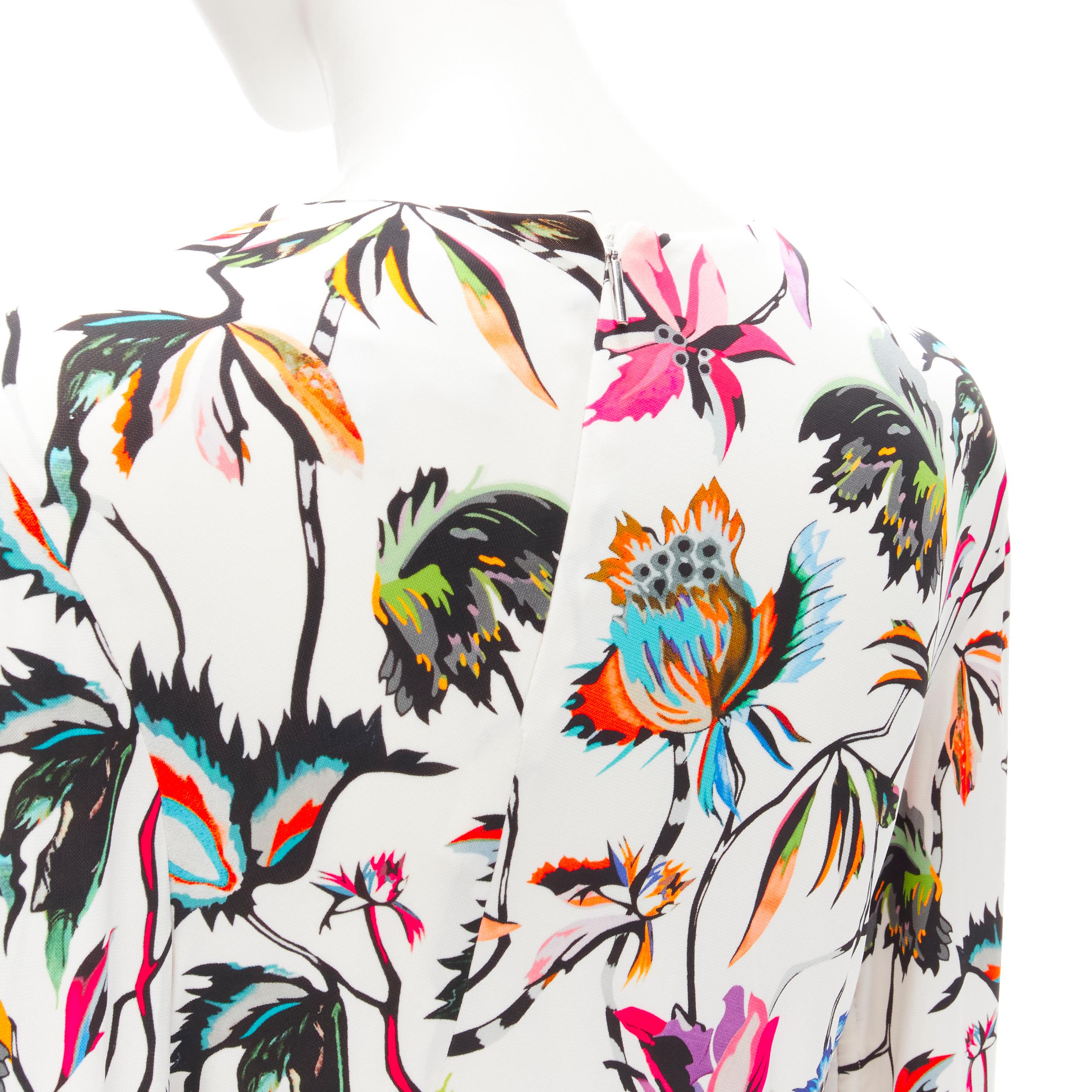 JASON WU white tropical floral print twist draped viscose dress M For Sale 3