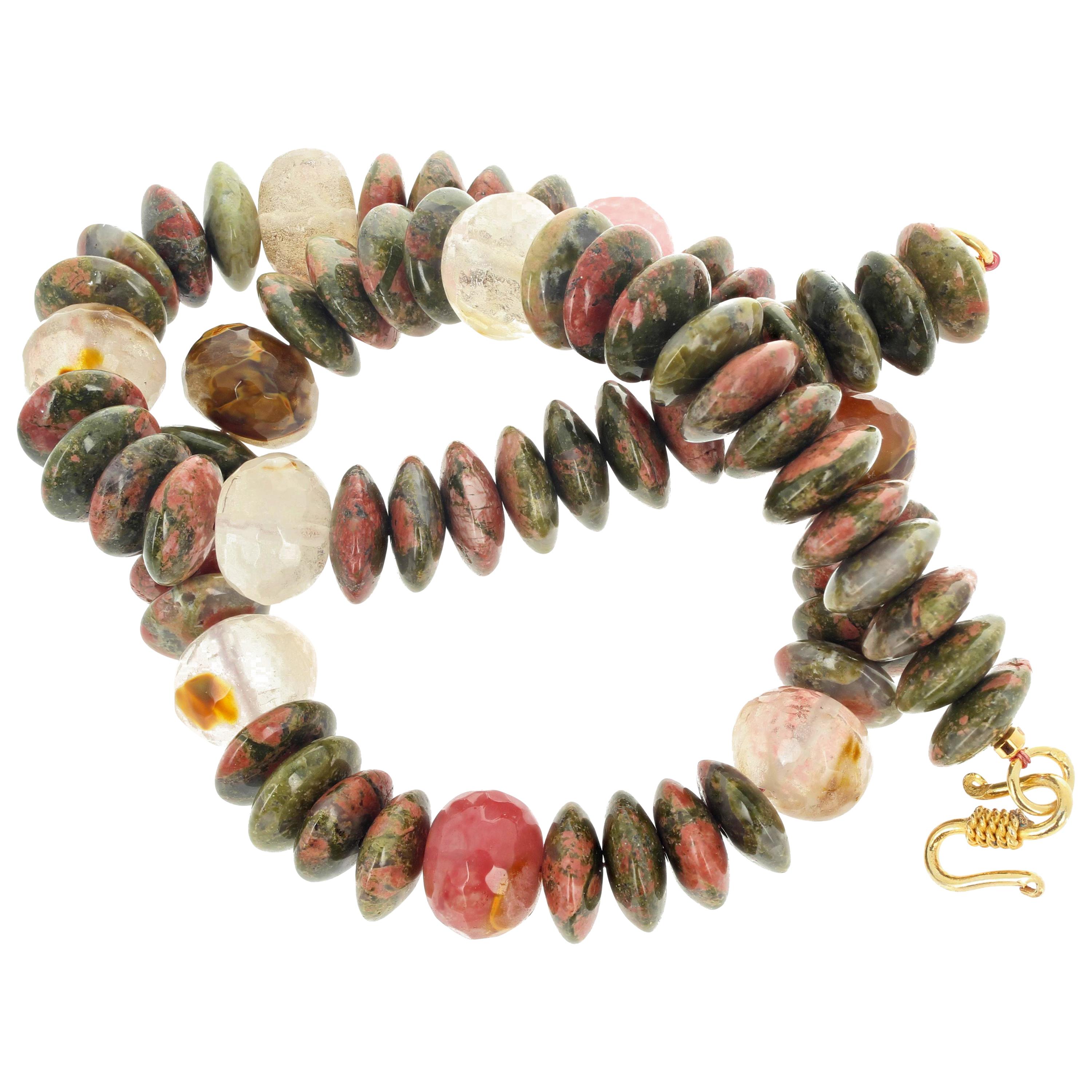 Gemjunky Beautiful 20.5" Natural Jasper and Agate and Quartz Necklace