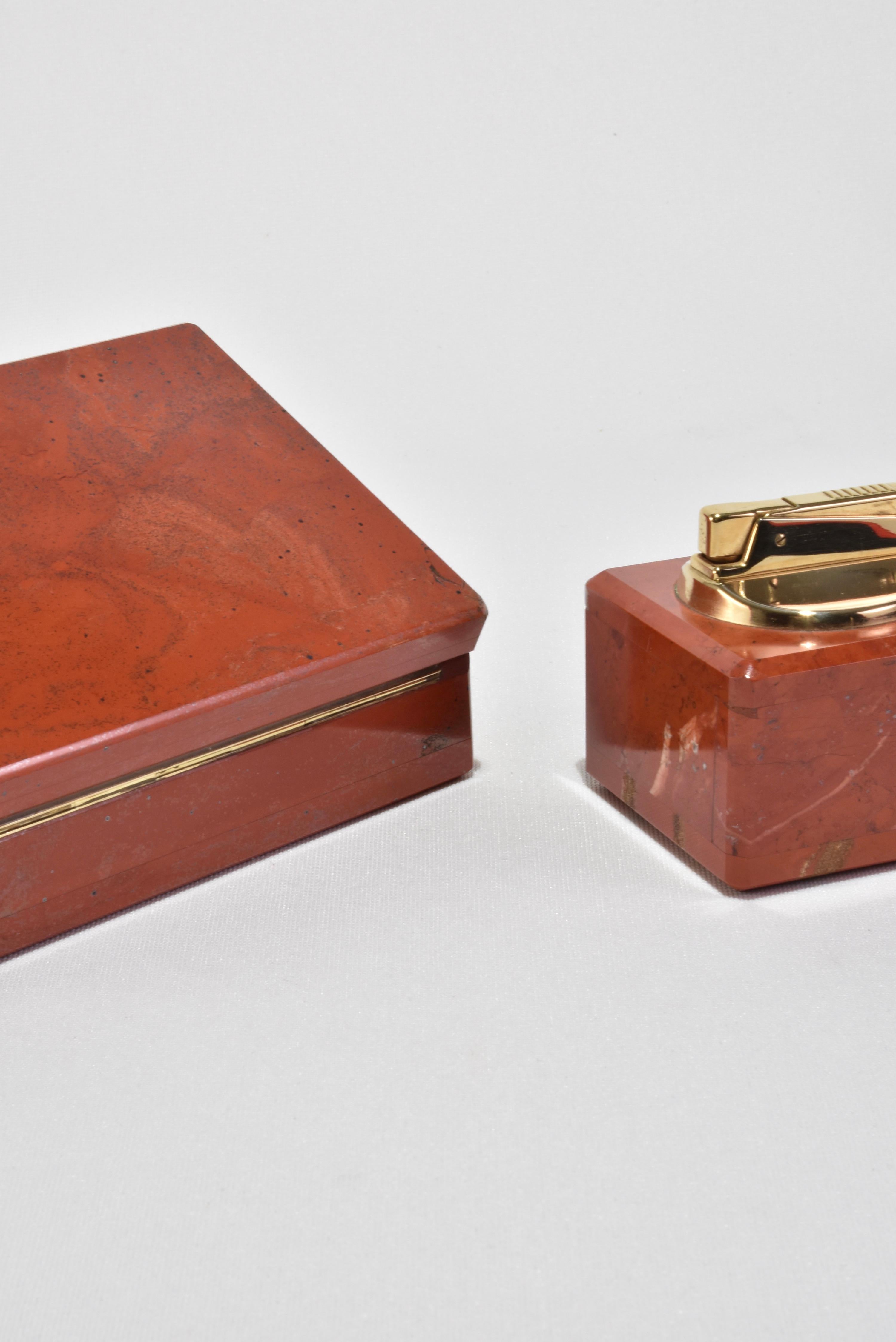 20th Century Jasper Box and Lighter Set For Sale