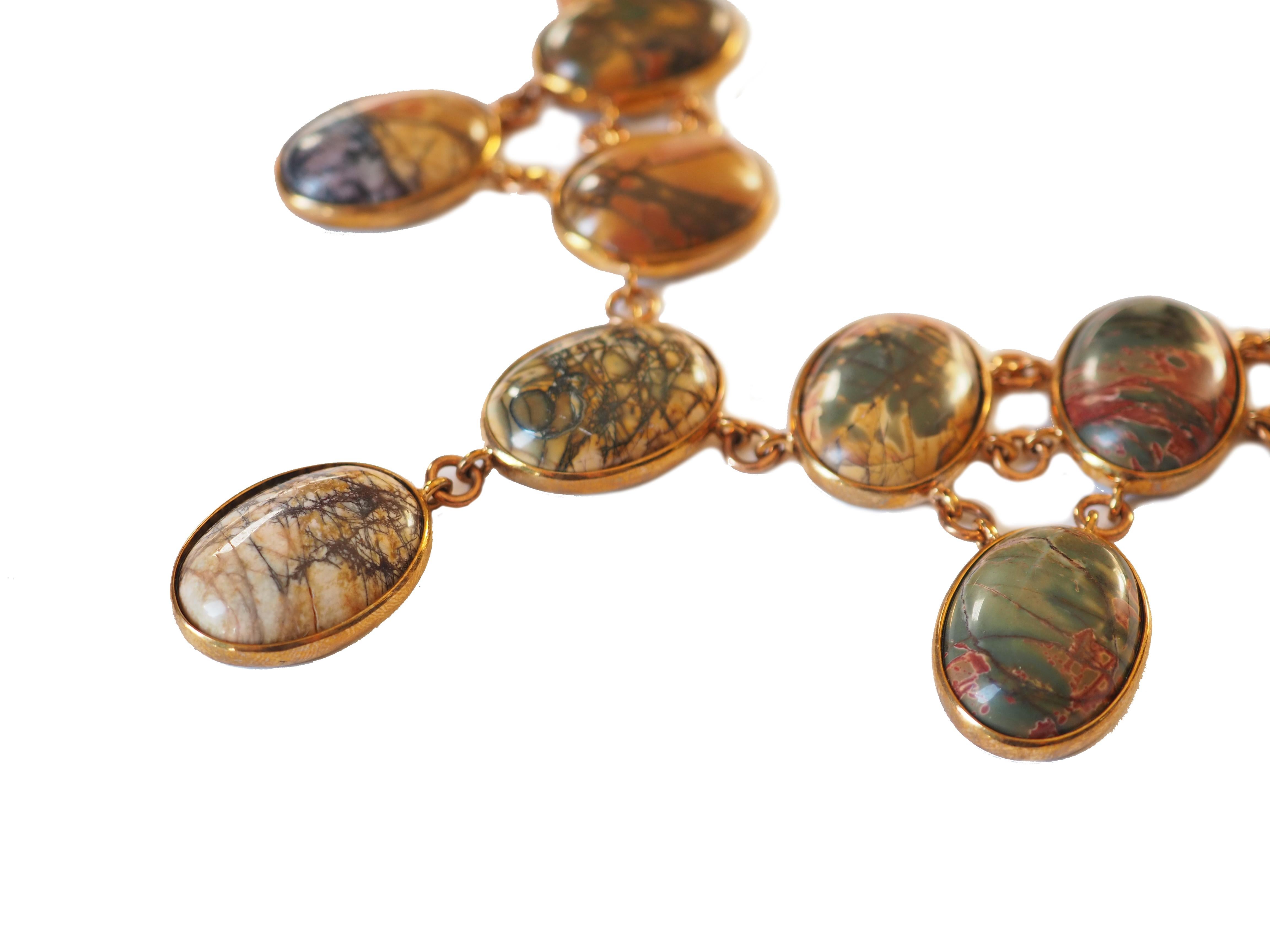 Artisan Jasper Bronze Necklace For Sale