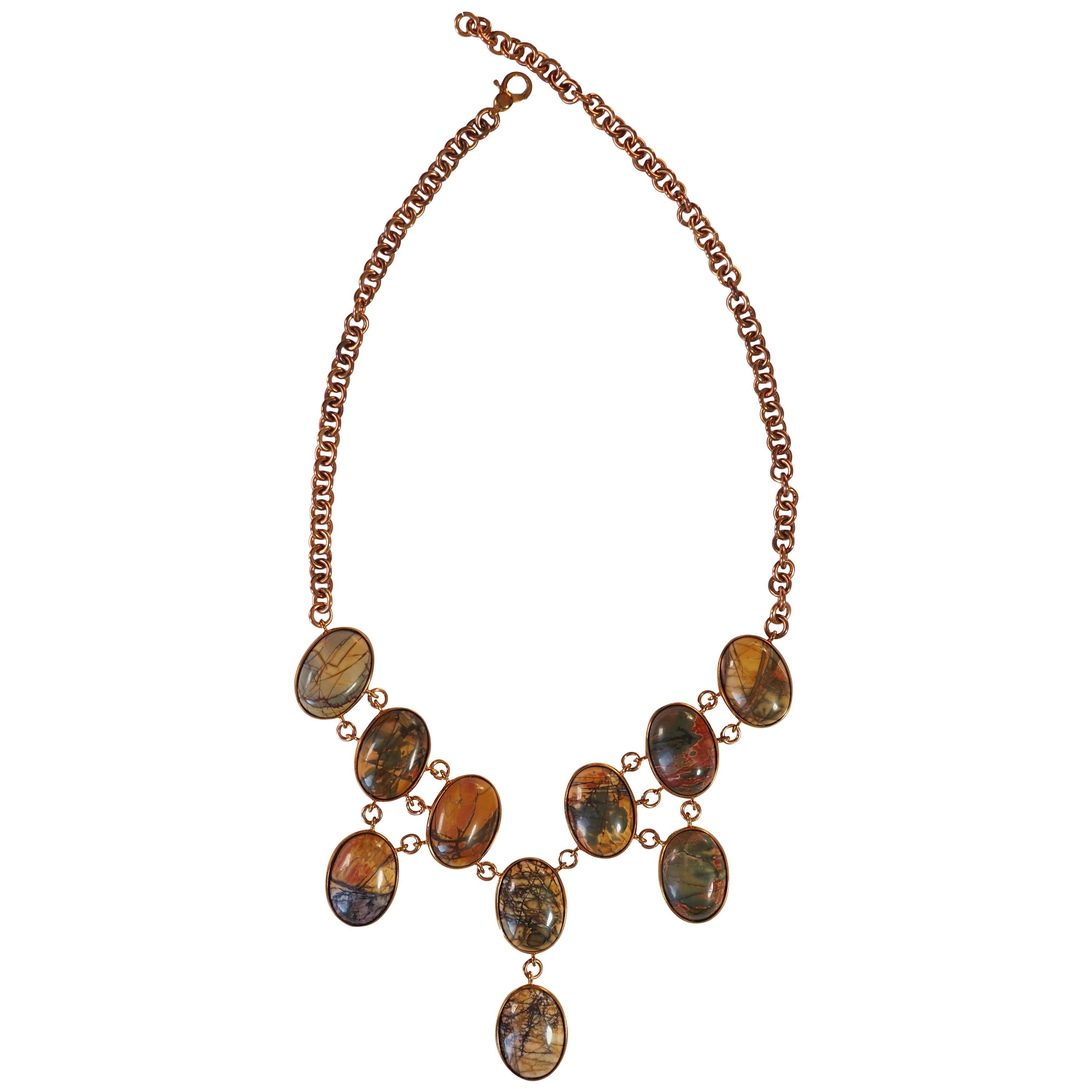 Jasper Bronze Necklace For Sale