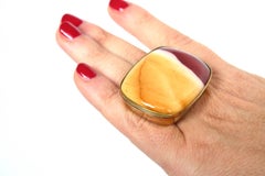 Jasper Bronze Red Orange Cocktail Ring