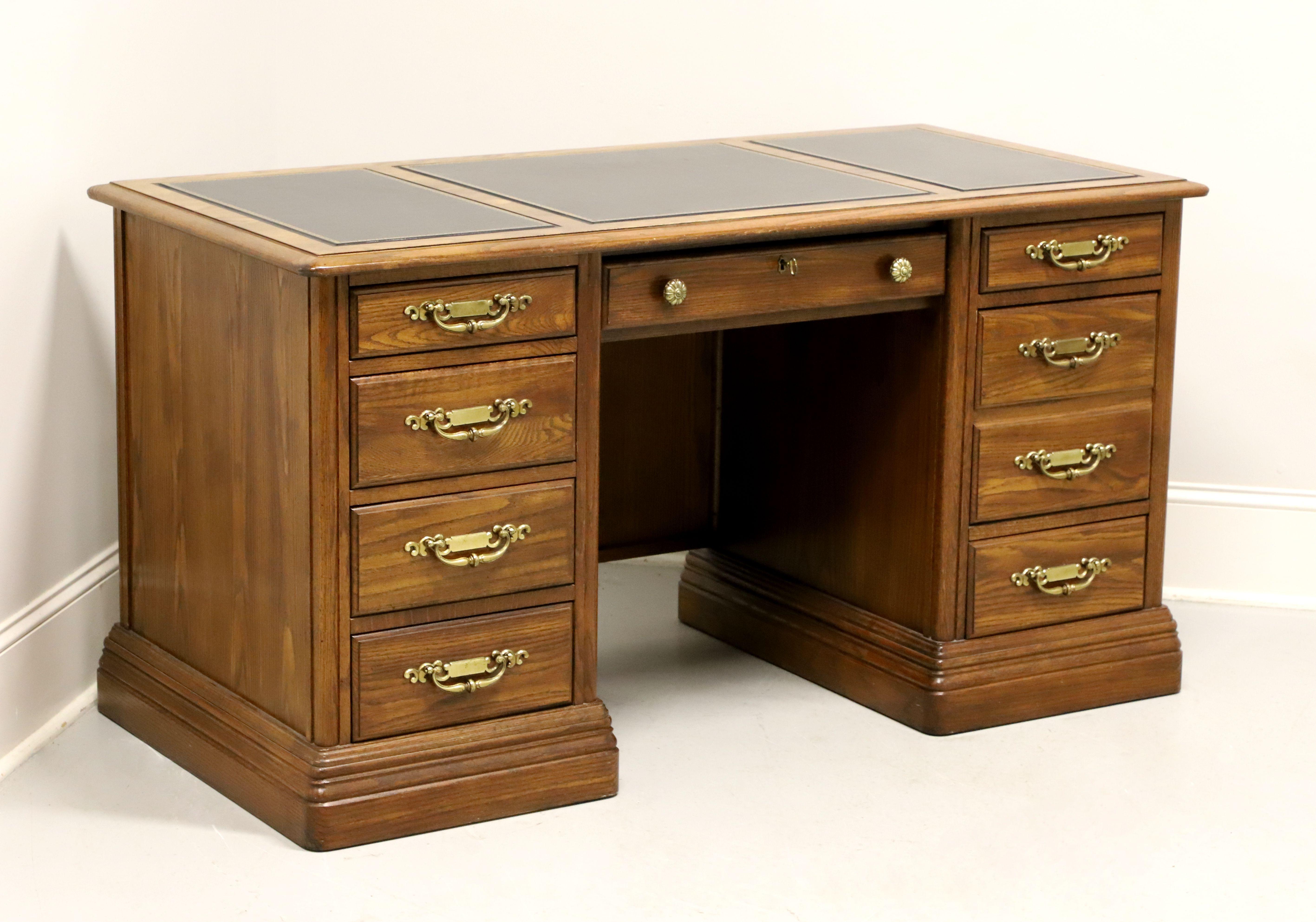 JASPER CABINET Americana Oak Leather Top Traditional Executive Desk For Sale 8