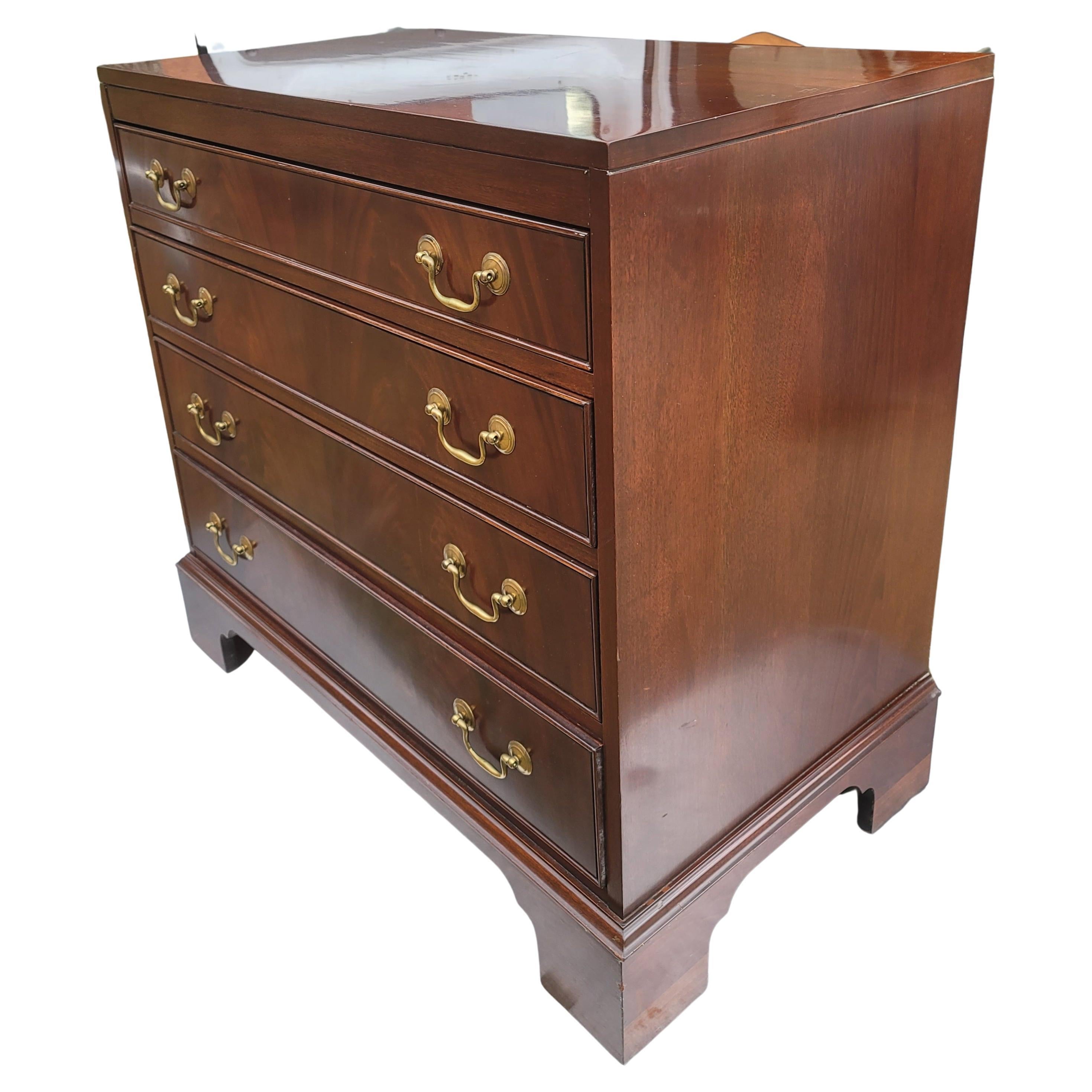 Veneer Jasper Cabinet Chippendale Flame Mahogany Commode Chest of Drawers
