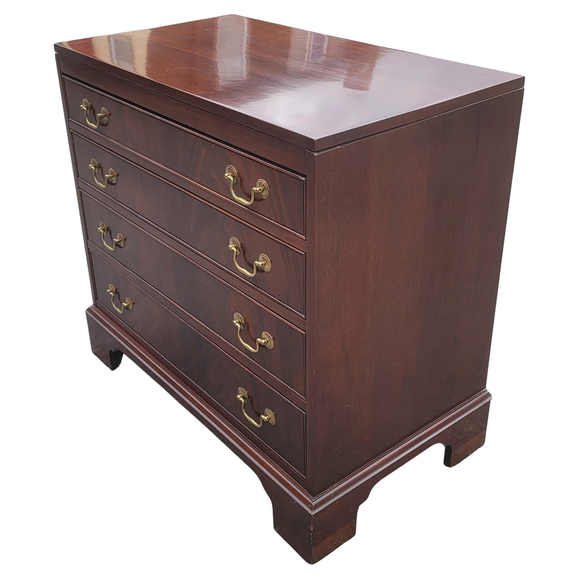 Brass Jasper Cabinet Chippendale Flame Mahogany Commode Chest of Drawers