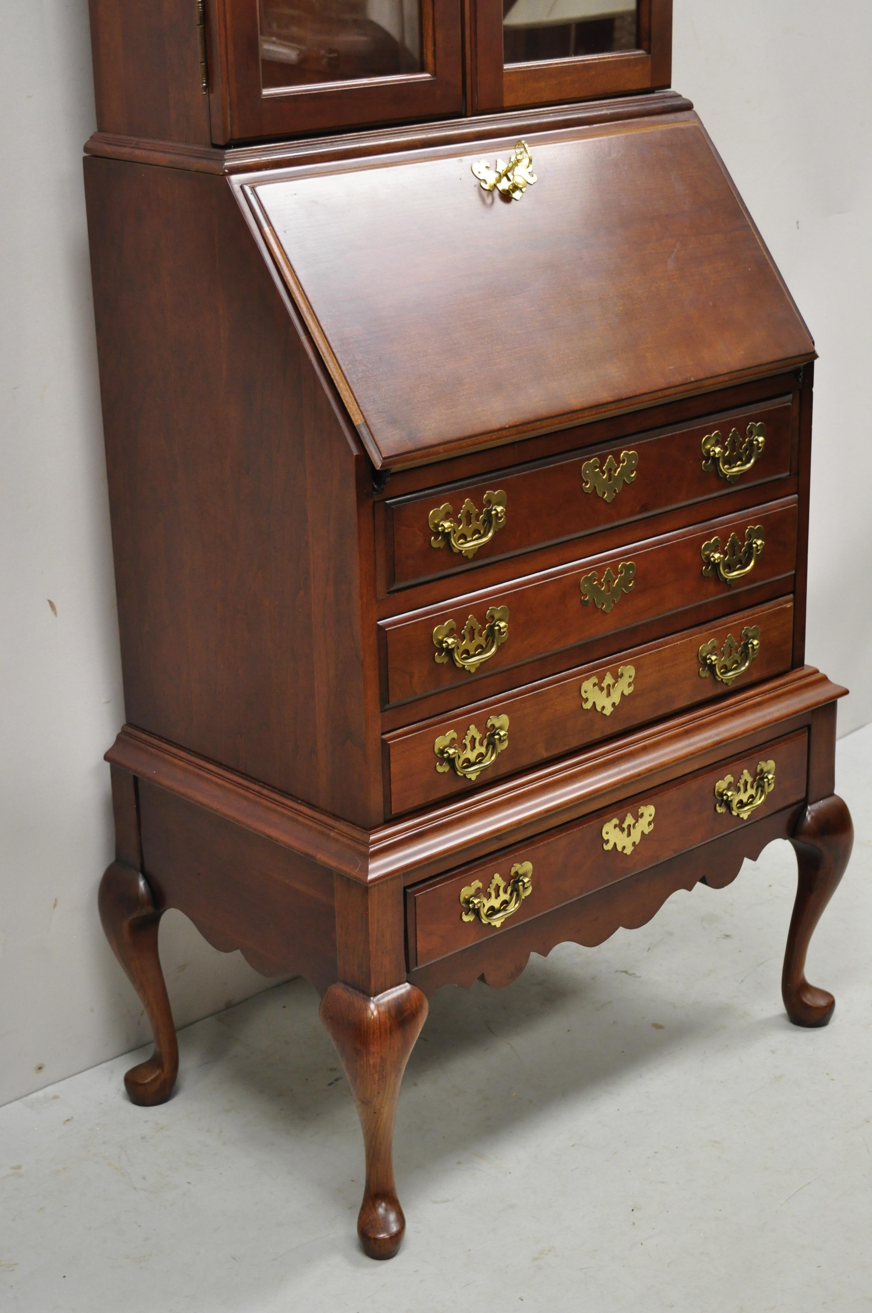 Jasper Cabinet Co. Cherry Wood Queen Anne Secretary Desk Display Cabinet Curio 3