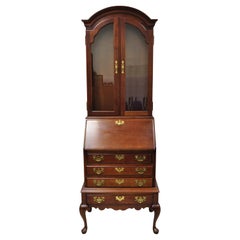 Jasper Cabinet Co. Cherry Wood Queen Anne Secretary Desk Display Cabinet Curio