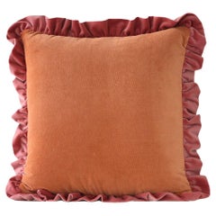 Jasper Camel and Rose Ruffled Velvet Deluxe Handmade Decorative Pillow