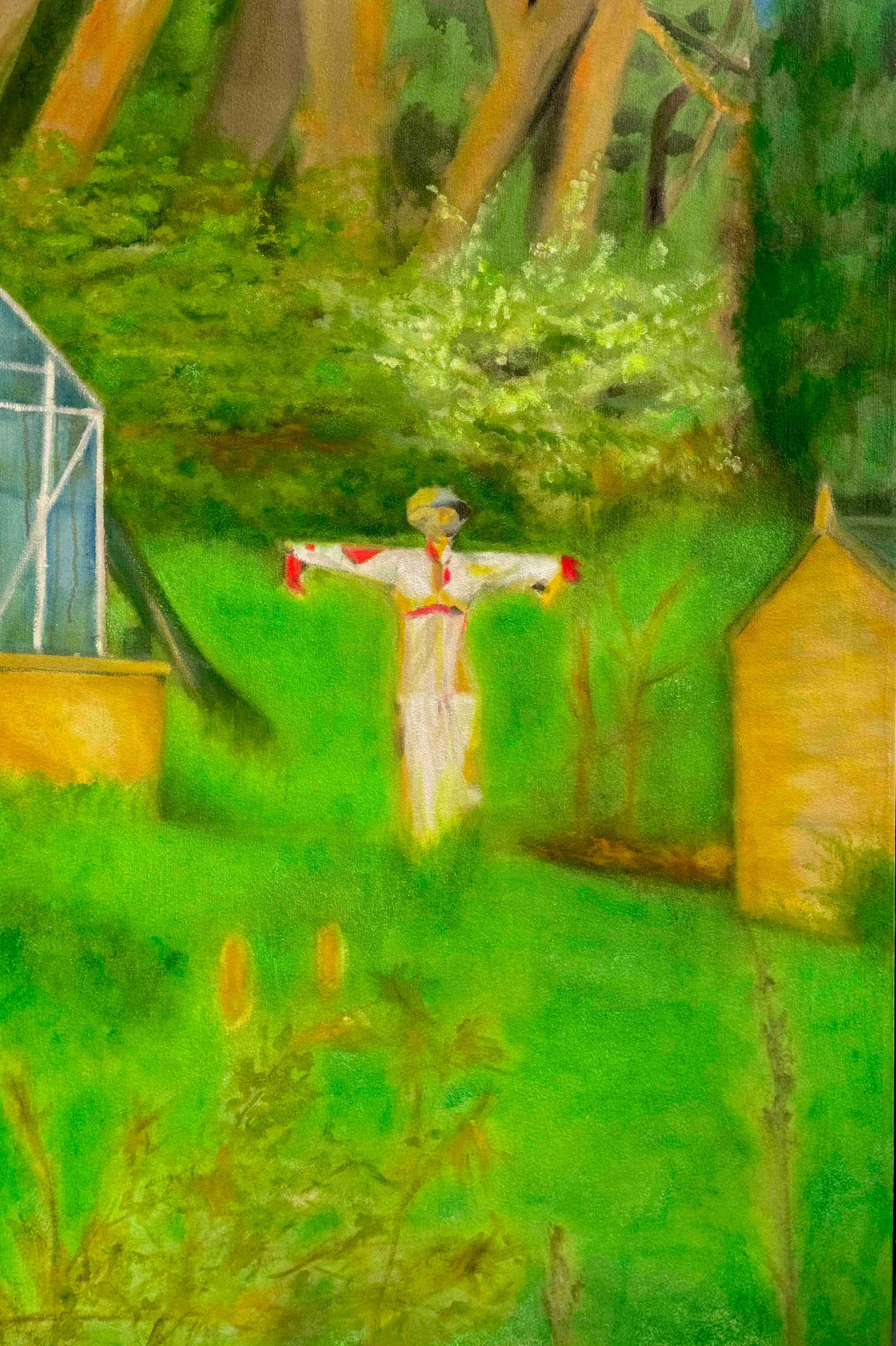 Scarecrow on Hillside - Contemporary Painting by Jasper Cheng