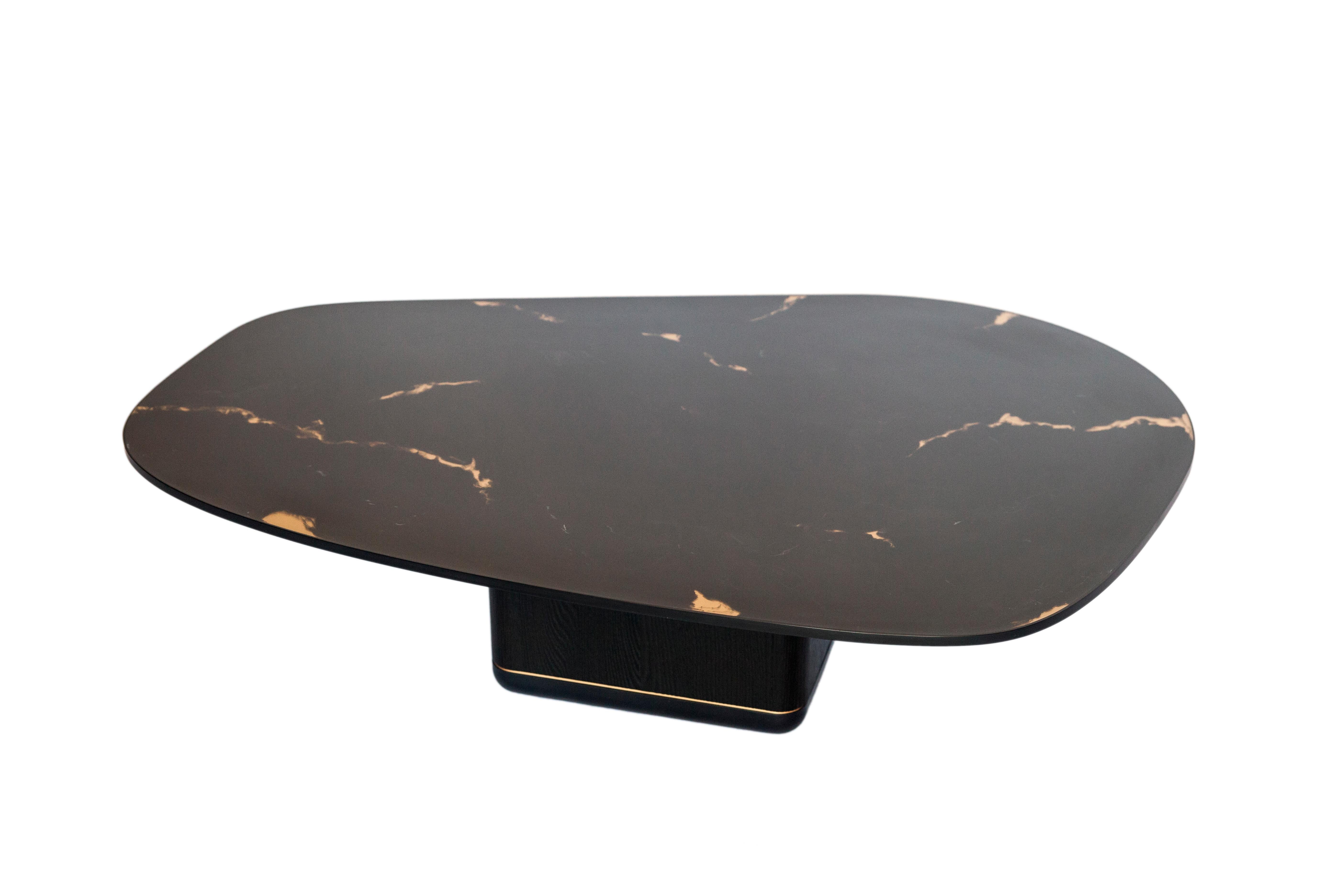 American Jasper Coffee Table, Customizable Metal, Wood and Resin For Sale