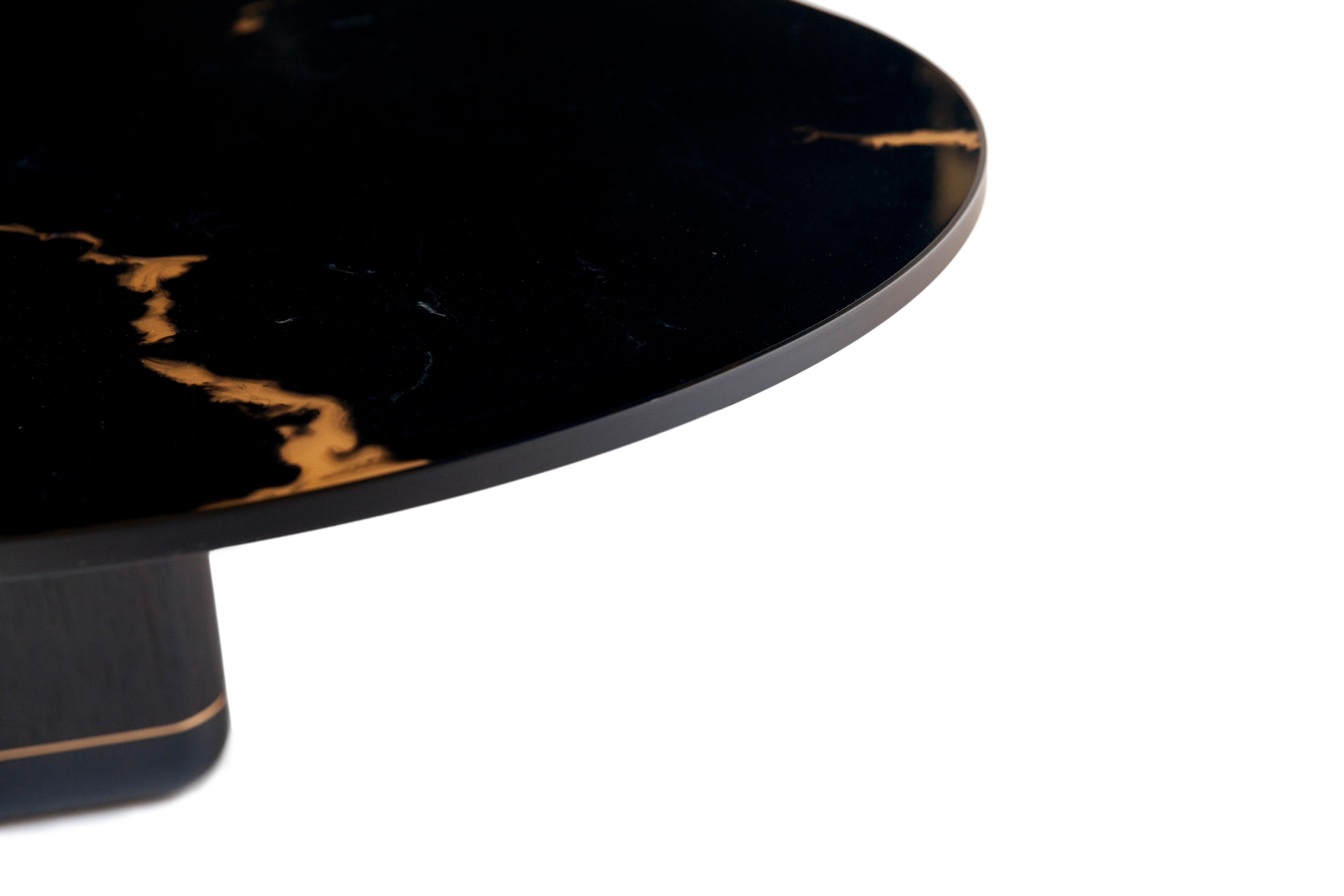 Blackened Jasper Coffee Table, Customizable Metal, Wood and Resin For Sale